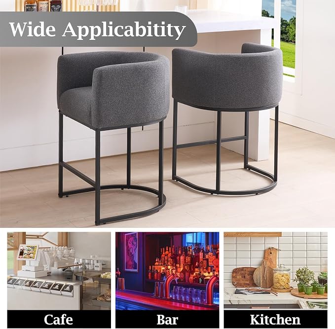 ClinQ 26" H Counter Height Bar Stools Set of 3, Modern Barrel Counter Stools - Image 3