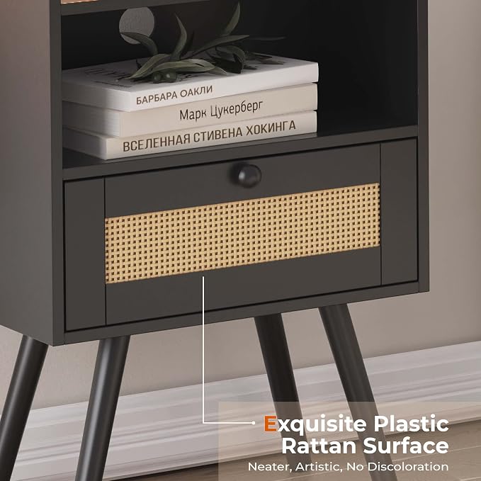 SUPERJARE Nightstands with Charging Station, Bedside Table Set of 2 with PE - Image 7