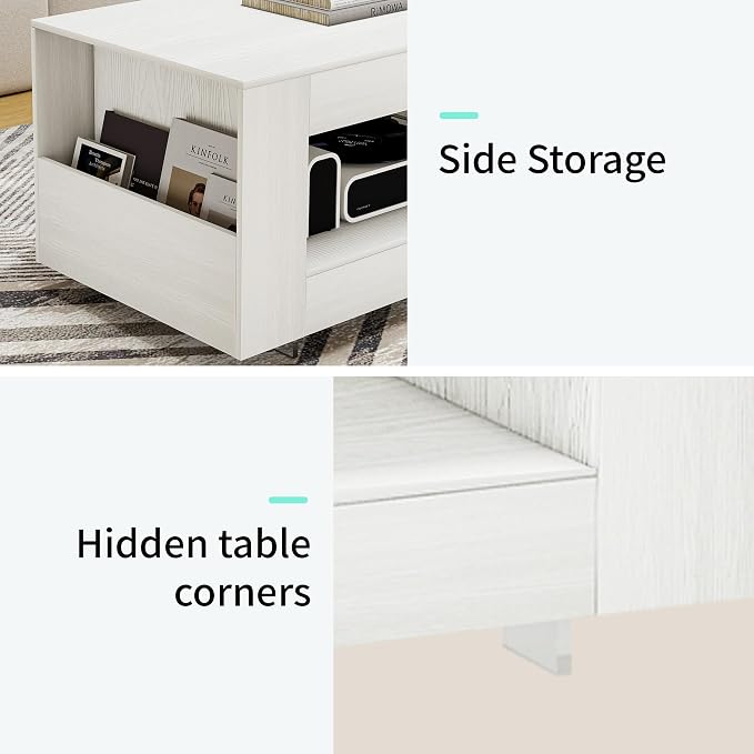 35" Wood Coffee Table for Living Room, Sides Storage - Image 4