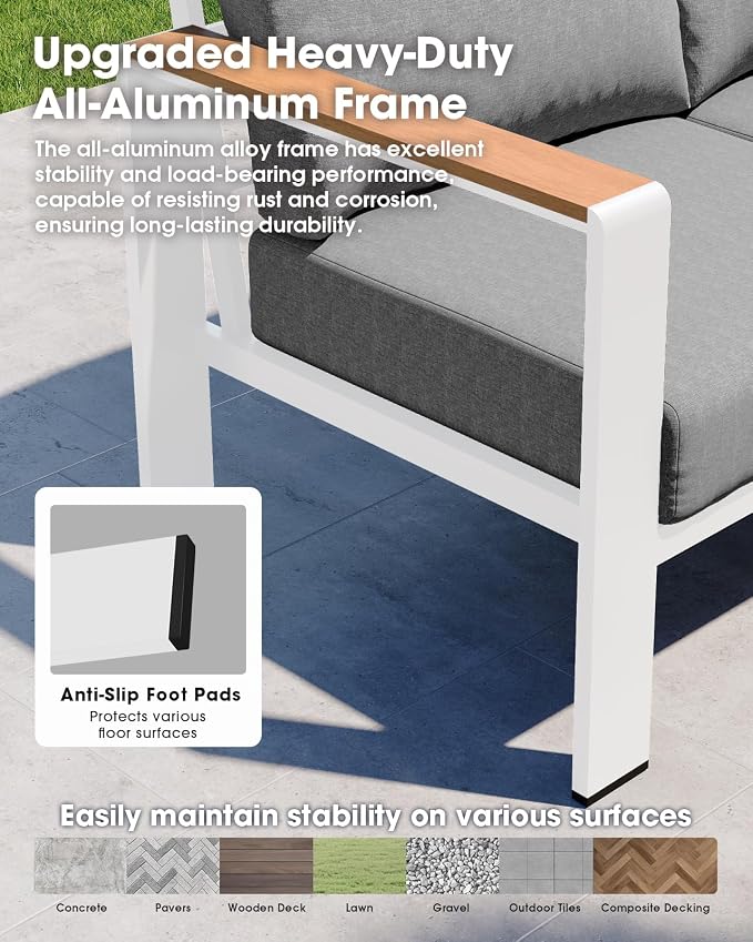 Aluminum Outdoor Patio Furniture Set, 11 Seats Patio Conversation Sets - Image 4
