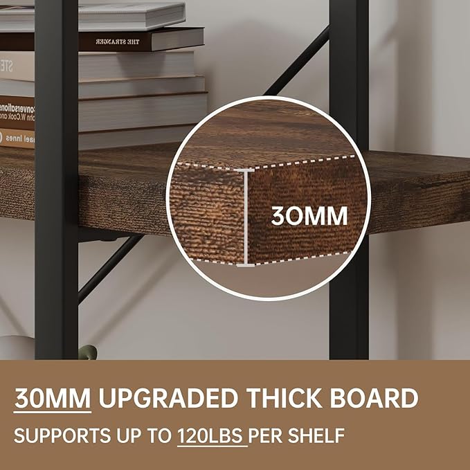 OtterOasis Bookshelf Set, Heavy Duty 4-Tier Industrial Bookcase, 120lbs Shelf - Image 4