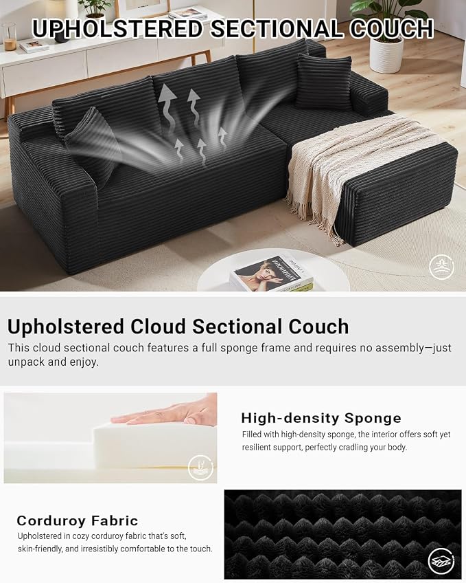 Cloud Sectional Couch, 105 Inch Modular Sectional Sofa - Image 5