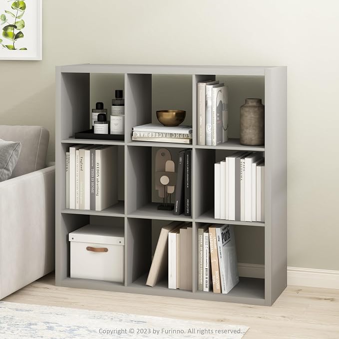 Furinno Cubicle Open Back Decorative Cube Storage Organizer, Light Grey - Image 2