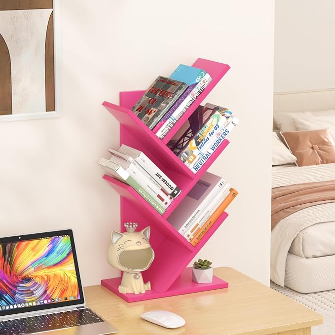 SHEEPAM 5 Tier Tree Book Shelf, Small Desktop Bookshelf - Image 4