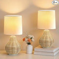 EJIAXIN Rattan Table Lamp Boho Lamps Set of 2-12.5" Mini Farmhouse Wicker Light by WelcometoEJIAXIN