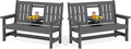 SERWALL Outdoor Bench with Cup Holder, Oversized 58" HDPE Porch Bench Suitable by SERWALL