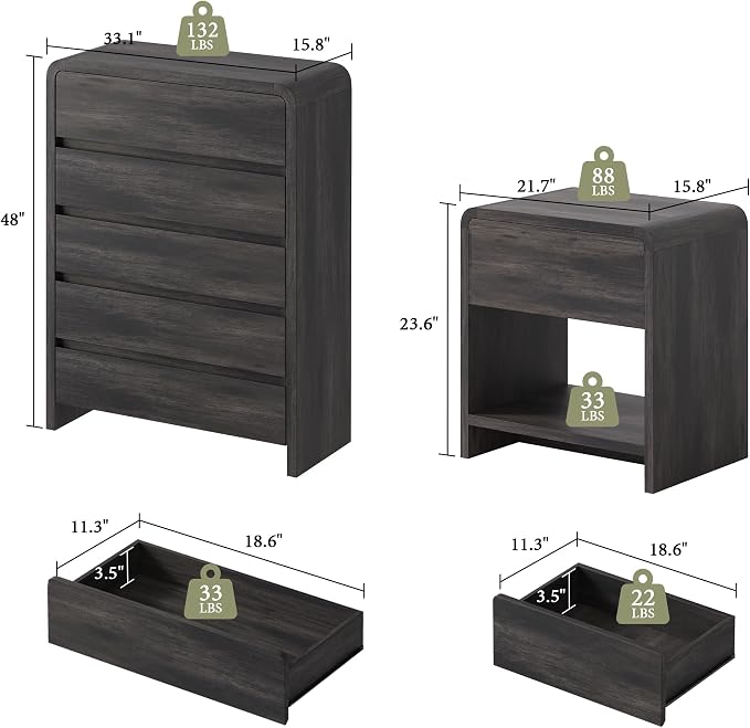 AMERLIFE Modern 3-Piece Bedroom Furniture Set - Image 2