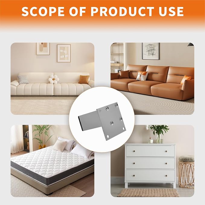 4Pcs 4Inch Metal Furniture Legs, Square Metal Cabinet Support Foot - Image 6
