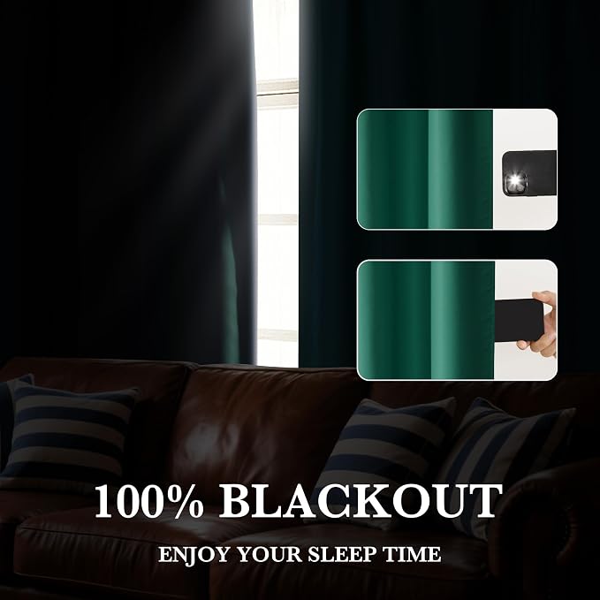 RYB HOME Bedroom Blackout Curtains 80 inches Long, 100% Blackout Thermal - Image 4