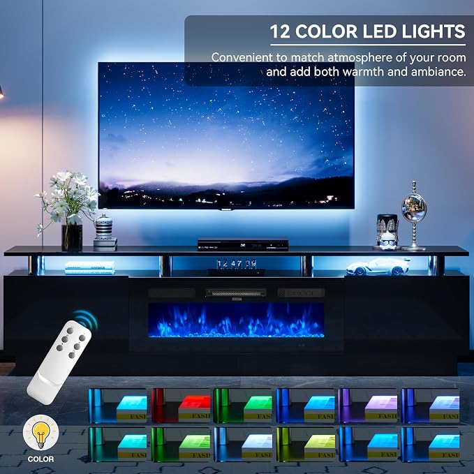 90" TV Stand for Living Room, Large Entertainment Center & Media Console - Image 4