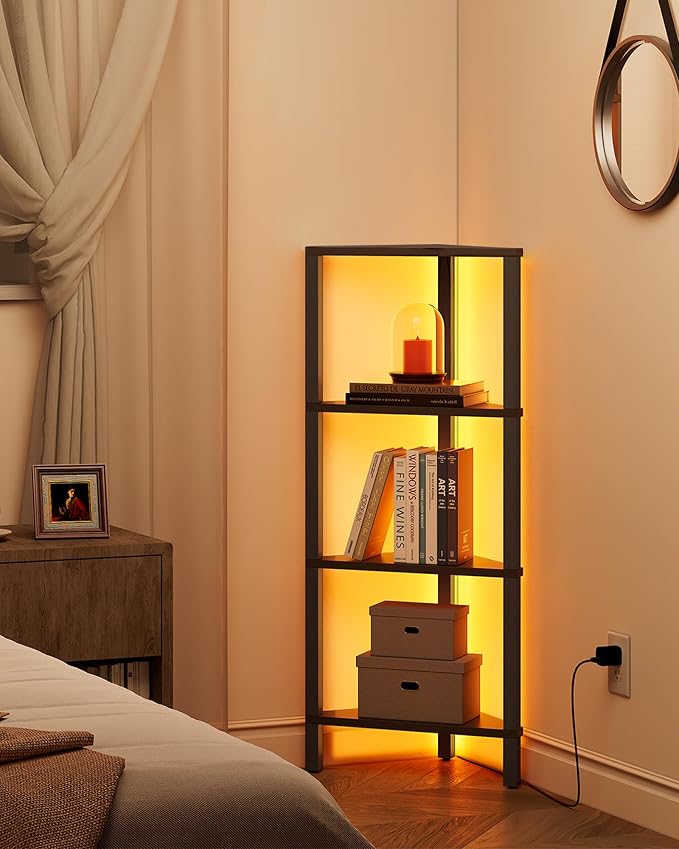TUTOTAK Corner Shelf, 4-Tier Corner Bookshelf - Image 7