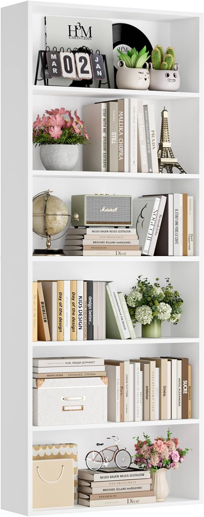 FOTOSOK 6-Tier Open Bookcase and Bookshelf, Freestanding Display Storage by FOTOSOK
