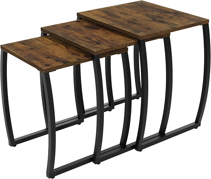 SRIWATANA Nesting Tables, Vintage Side End Tables Living Room, Coffee Snack by SRIWATANA