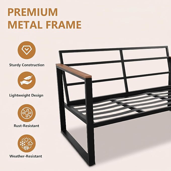 Modern Patio Furniture Set, 4 Pieces Outdoor Conversation Set - Image 5