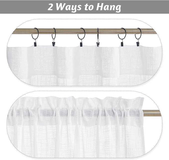 RYB HOME Kitchen Curtains 36 Inch Length, Light Filtering Ties Half Drapes - Image 5