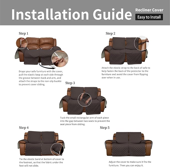 Easy-Going Oversized Loveseat Recliner Cover, Reversible Couch Cover - Image 7