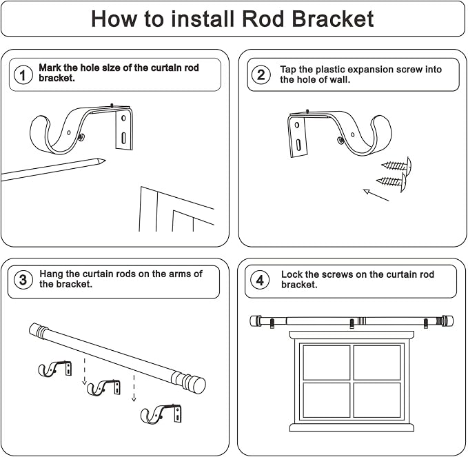 Byondeth Curtain Rods for Windows 16 to 240 Inches Adjustable Length 1 Inch - Image 7