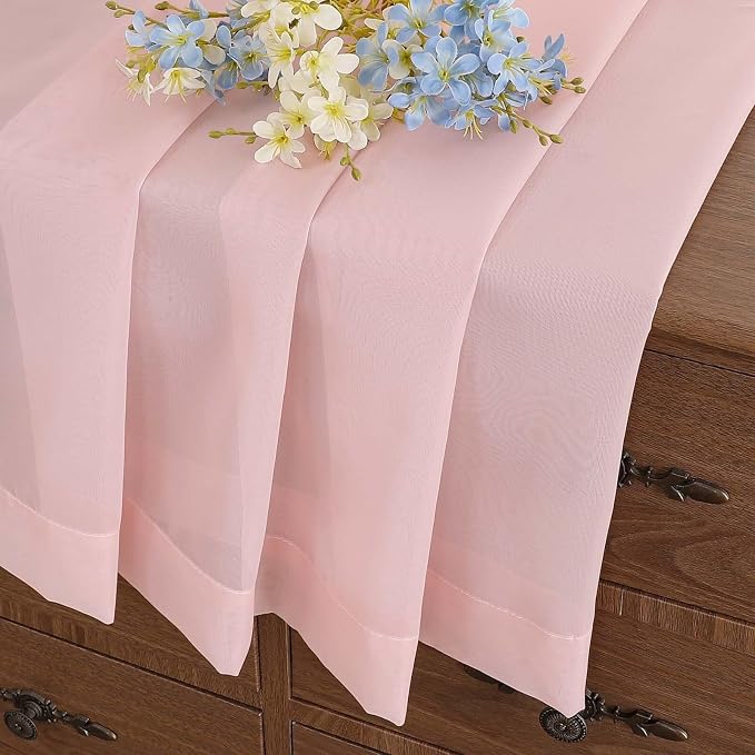 Blush Pink Sheer Curtains Tier 30 Inches Length 2 Panels, Light Filtering - Image 6