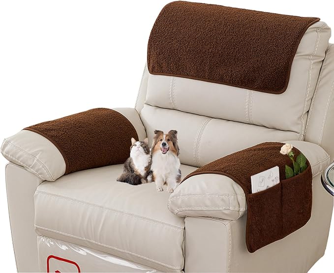 Armrest Covers - Arm Chair Covers Set of 3 Recliner Chair Covers, by Obliqwin