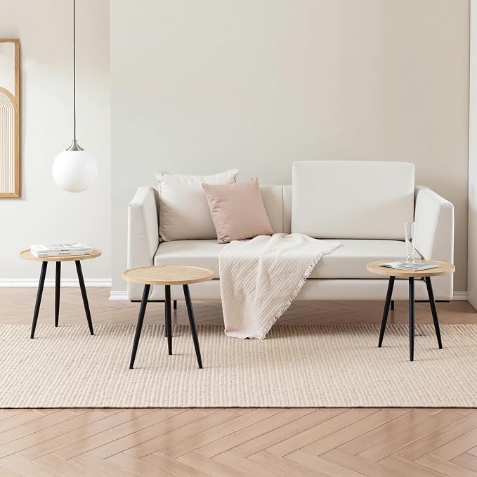 VECELO Modern Side Table, Round Small End Table, Exclusively Designed - Image 3