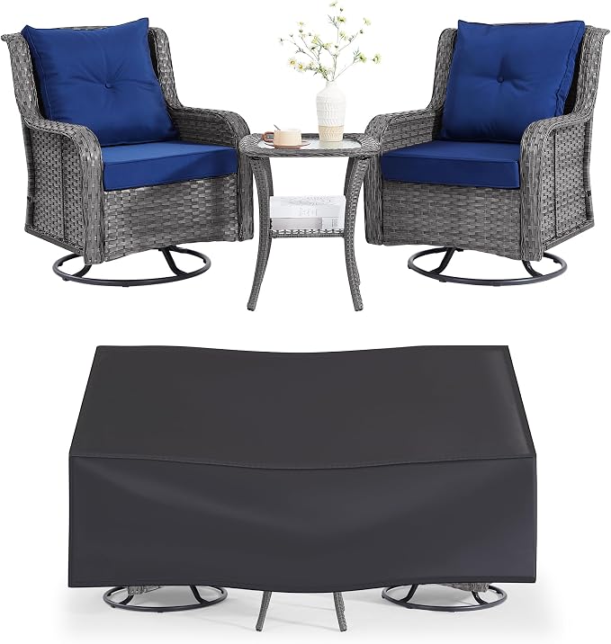 Wumiokio Patio Furniture Sets, 3 Pieces Wicker Outdoor Furniture by Wumiokio