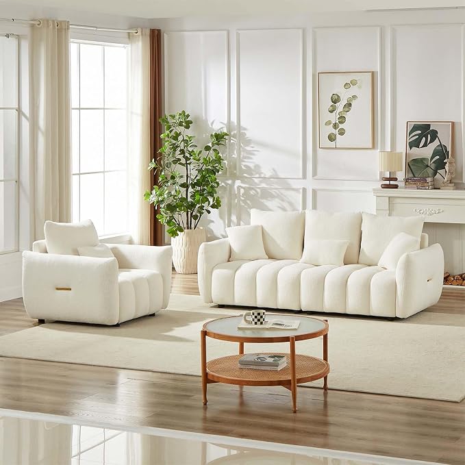 Antetek Teddy Sofa Set for Living Room, Modern Deep Seat Sofa Chair and - Image 5