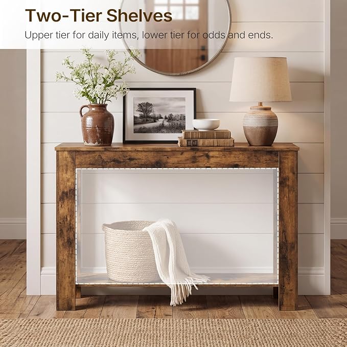 YATINEY Farmhouse Console Table, 39.4'' Small Narrow Entryway Table, Wood Couch - Image 4