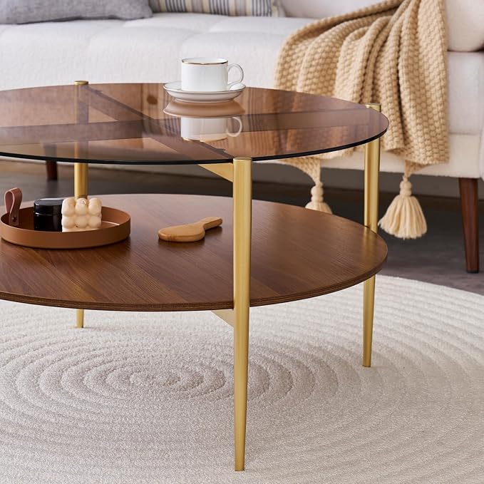 LumFurn Round Coffee Table, Mid-Century Modern Design, D30 x H17, - Image 7
