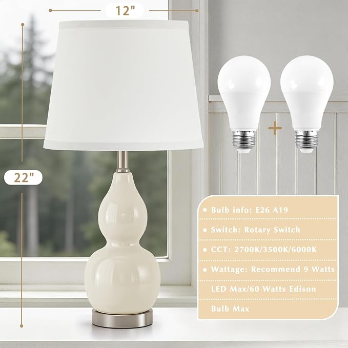 GyroVu 22" Table Lamp Set of 2, Color Temperature Adjustable Double Gourd - Image 3