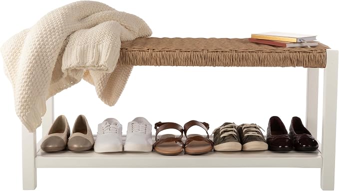 Alaterre Furniture Bench with Handcrafted Woven Rope Seat - Image 8