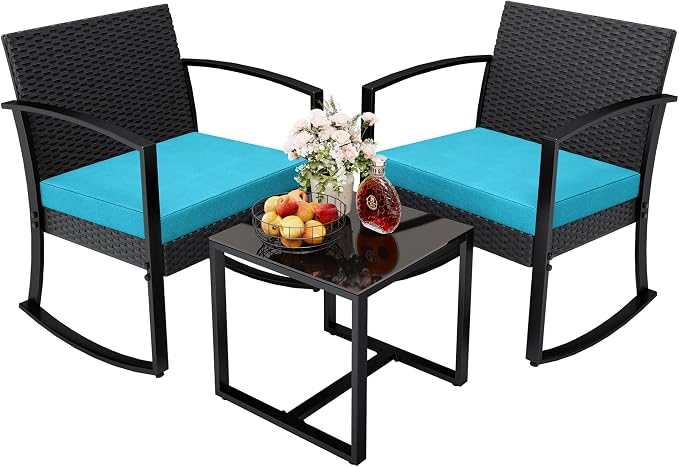 Greesum 3 Piece Patio Furniture Set, All-Weather Imitation Rattan Conversation by BuynowfromGreesum