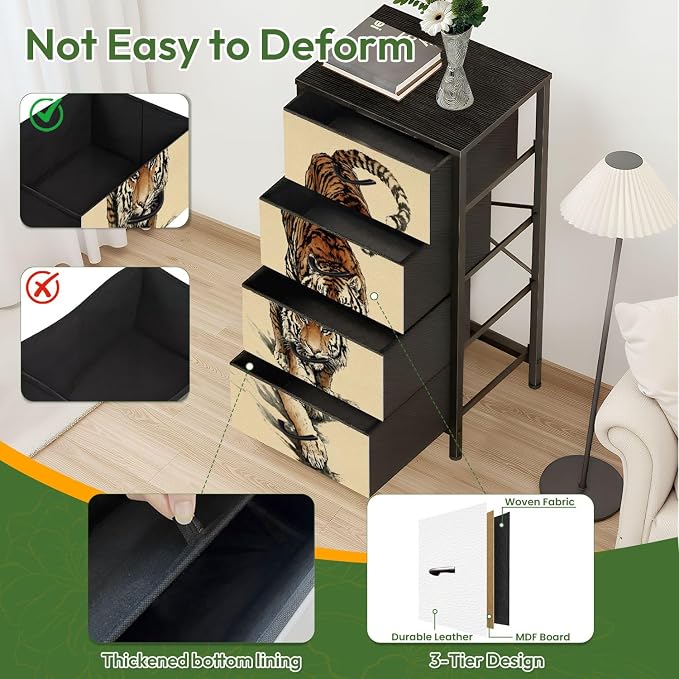 Dresser for Bedroom Majestic Tiger Walking Wilderness Bold Stripes Intense Gaze - Image 4