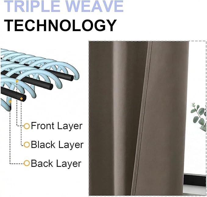 Simplebrand Ava Latte Short 36 Inches Blackout Curtain 2 Panels Set, Half - Image 5
