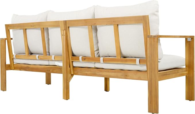 Christopher Knight Home Kayahs 5 Pieces Acacia Wood Furniture Set, Patio - Image 11