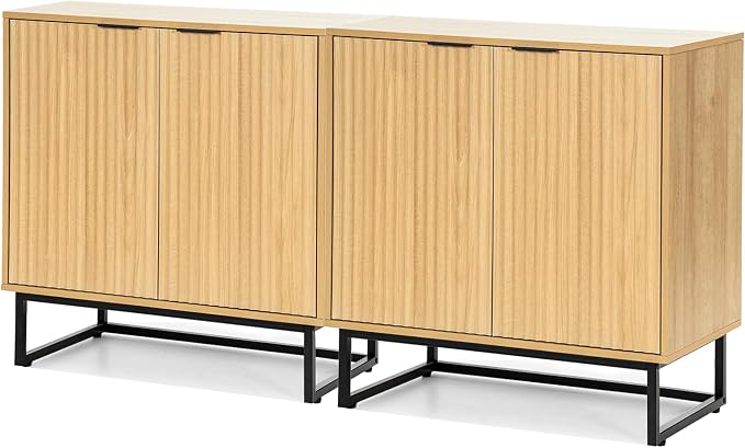 EYYTHUNG Fluted Cabinets with Storage Set of 2, Sideboard Buffet Cabinet with - Image 8