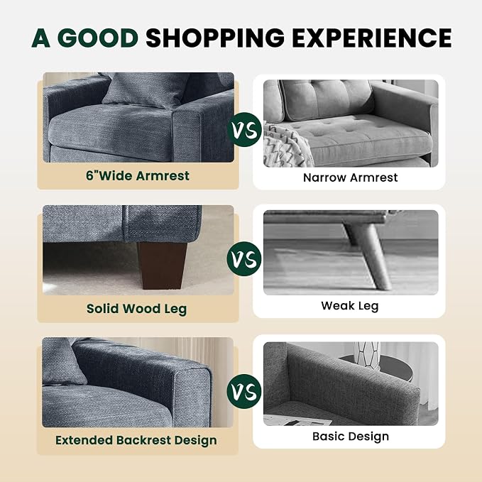 DOPEDIO Modern Living Room Sofa Set, 88.58" Chenille Loveseat - Image 5