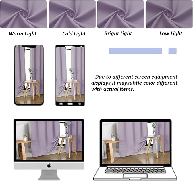 Simplebrand Ava Lilac Short 36 Inches Blackout Curtain 2 Panels Set, Half - Image 9