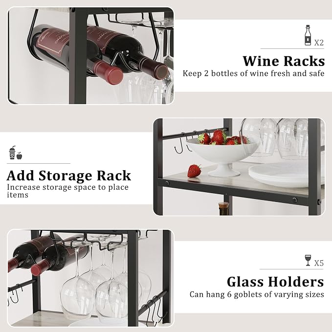 Bar Cart for The Home, 3 Tier Kitchen Carts - Image 6