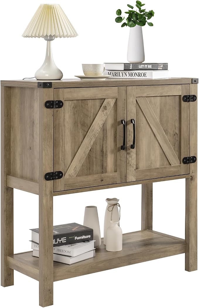Mufico Sofa Table Console Table, Coffee Bar Cabinet, 31.5 L x 13.8 D x 34.65 H - Image 8