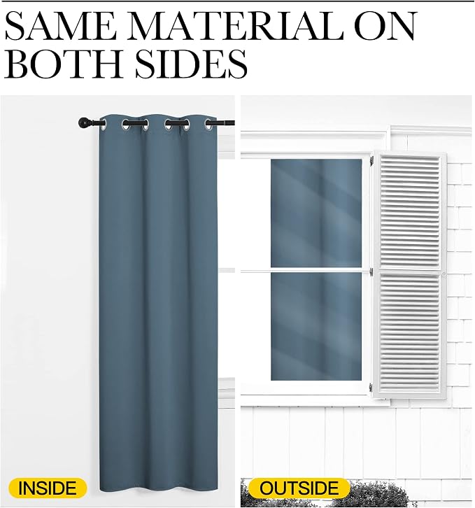 NICETOWN Blackout Window Curtains 80 inch Long, 2 Panels, 34 inch, Smoky Blue - Image 5