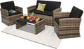 KROFEM 4-Piece Patio Furniture Set, Wicker Outdoor Rattan Sectional Sofa by KROFEM