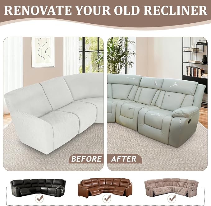 ALIECOM 100% Waterproof Recliner Sectional Couch Covers L Shape Stretch Corner - Image 7