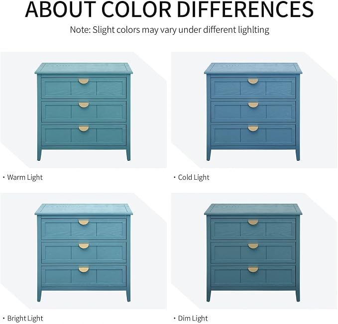 31.5" Accent Storage Cabinets, Modern 3-Drawer Decorative Side Table - Image 7