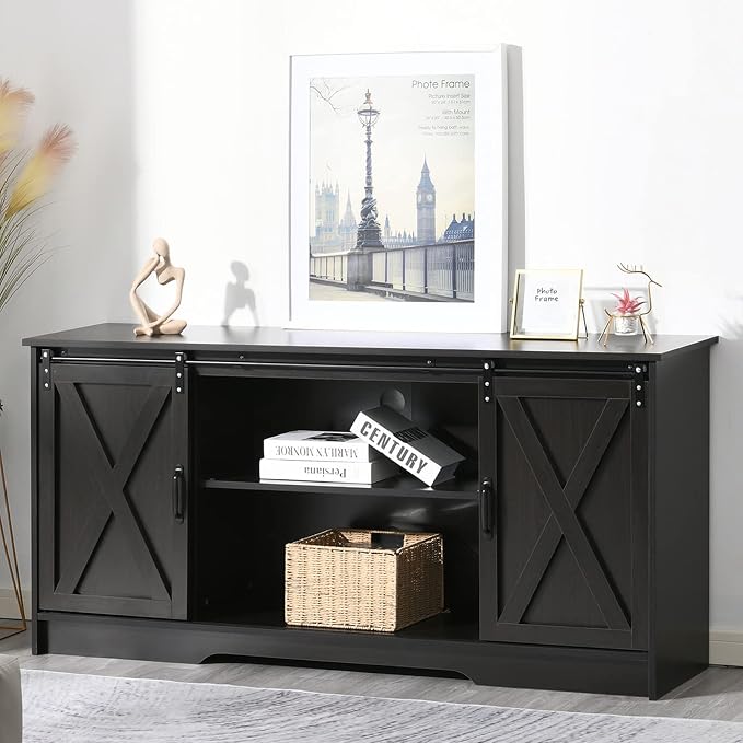 4 EVER WINNER 59" Farmhouse TV Stand, TV Entertainment Center by 4EVERWINNER