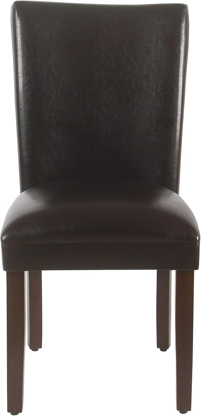 HomePop Parsons Upholstered Accent Dining Chair, Dark Brown Faux Leather - Image 8