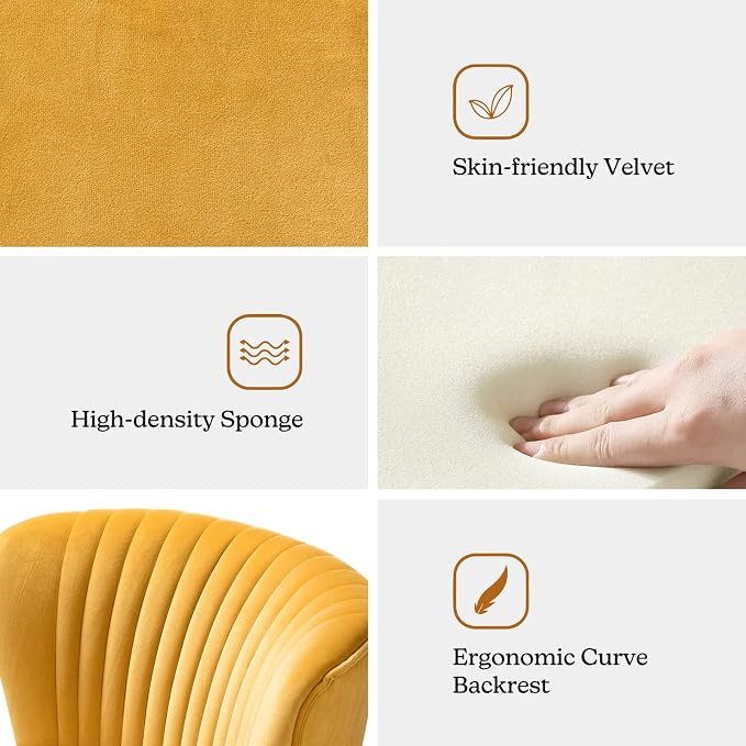 HULALA HOME Velvet Accent Chair, Modern Upholstered Cute Side Chair - Image 5
