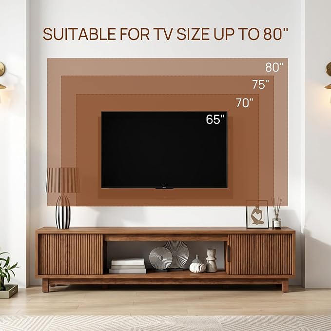 Alpen Fluted TV Stands for Living Room, Wood Television Media Cabinet for - Image 8