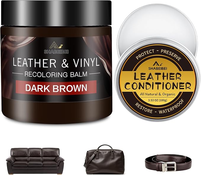 Leather Recoloring Balm with 100ml Mink Oil, Dark Brown Leather Repair Kit and by SHABEIBEI