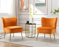 Velvet Accent Chairs Set of 2 for Comfy Living Room Armless Slipper Chair Mid by Janoray