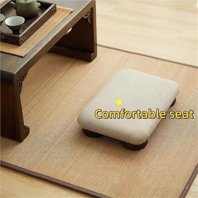 Japanese Tatami Low Stool, Wooden Footstool, Compact Bed Stool, Comfortable - Image 4